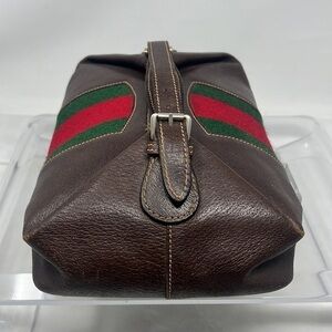 Gucci 1950’s Vintage Leather and Webbing  Beauty Bag Dopp Case